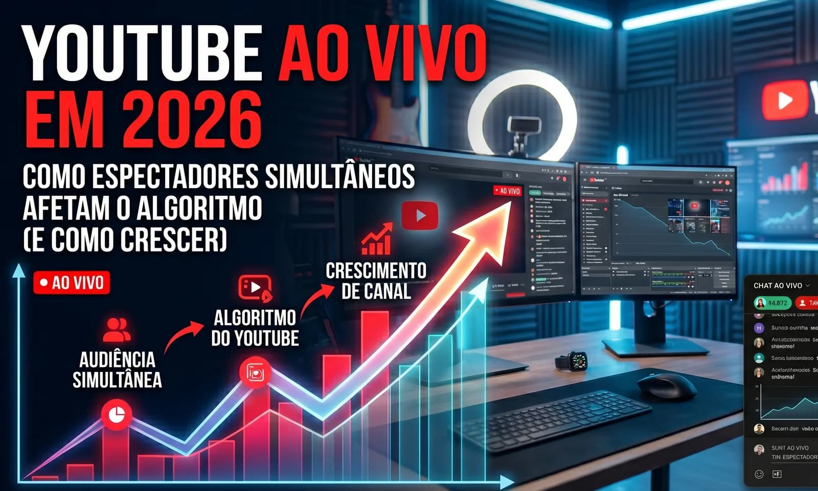 YouTube ao Vivo em 2026: como espectadores simultâneos afetam o algoritmo (e como crescer)